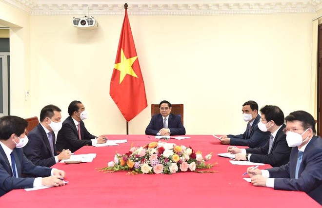 Thủ tướng Kl993 ưu đãi thưởng hấp dẫn Phạm Minh Chính điện đàm trực tuyến với Thủ tướng Bỉ Alexander De Croo tối 25/8 (Ảnh: BNG)
