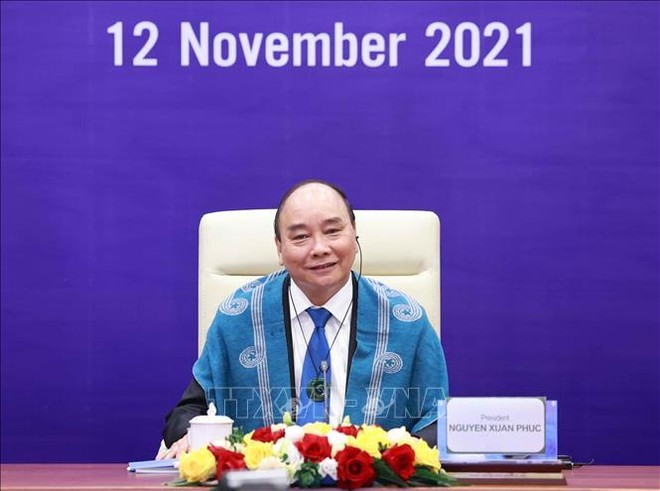 Chủ tịch nước Nguyễn Xuân Phúc tham dự hội nghị các nhà lãnh đạo Kl992 cổng game cá cược APEC lần thứ 28 được tổ chức theo hình thức trực tuyến. (Ảnh: TTXVN)