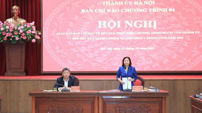 Phó Bí thư Thường trực Thành ủy Hà Nội Nguyễn Thị Tuyến đề nghị các địa phương, đơn vị tập trung giải ngân vốn Kl99ok phiên bản mới xây dựng nông thôn mới đúng tiến độ. (Ảnh: Quang Thái/ Hanoimoi)