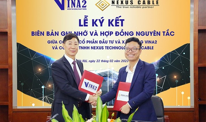 Ông Nguyễn Huy Quang (phải) - Phó chủ tịch HĐQT VINA2 và ông See Gun Ok - Chủ tịch HĐTV, Tổng giám đốc Nexus Cable ký kết biên bản ghi nhớ và hợp đồng nguyên tắc nhà máy Kl994 nhà cái bóng đá world cup dây điện và cáp điện công nghệ cao
