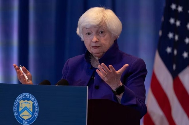 Bộ trưởng Kl991.com nạp rút nhanh Mỹ Janet Yellen tại buổi họp báo sau cuộc gặp với Phó thủ tướng Trung Quốc Hà Lập Phong tại thành phố San Francisco, bang California vào ngày 10/11/2023. Ảnh: Reuters