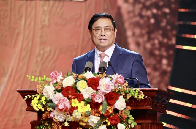 Thủ tướng Kl993 ưu đãi thưởng hấp dẫn Phạm Minh Chính phát biểu tại buổi lễ. (Ảnh: Chí Cường)