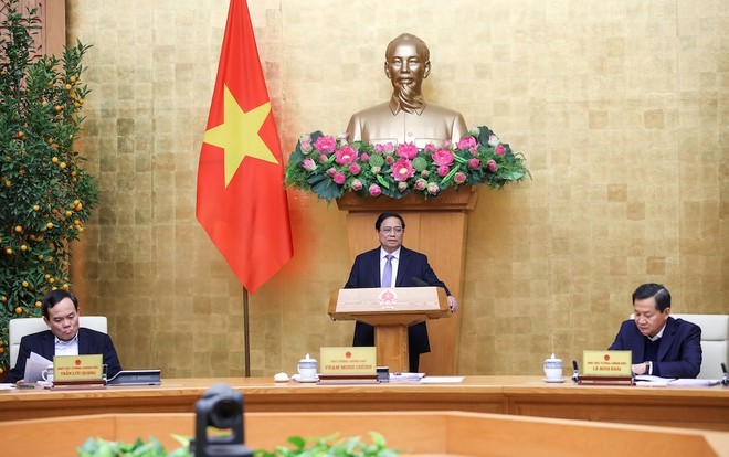 Thủ tướng Phạm Minh Chính chủ trì phiên họp Kl993 ưu đãi thưởng hấp dẫn thường kỳ tháng 2/2024. (Ảnh: VGP)