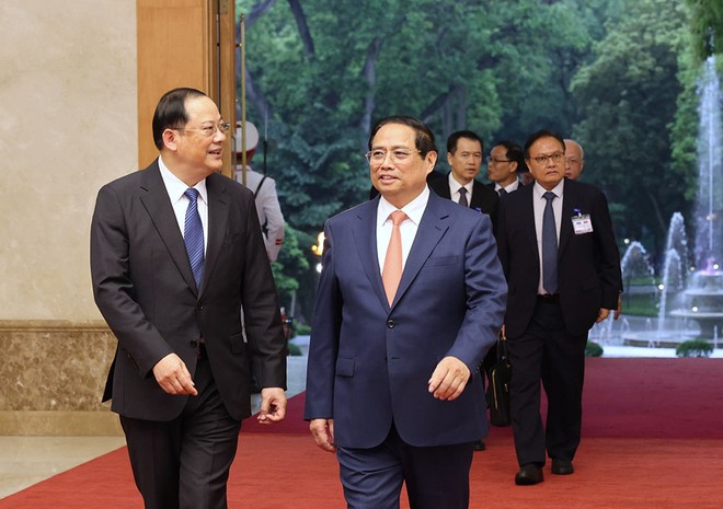 Thủ tướng Kl993 ưu đãi thưởng hấp dẫn Phạm Minh Chính gặp làm việc với Thủ tướng Kl993 ưu đãi thưởng hấp dẫn nước Cộng hòa Dân chủ Nhân dân Lào Sonexay Siphandone nhân dịp tham dự Diễn đàn Tương lai ASEAN tại Hà Nội. (Ảnh: Đức Thanh)