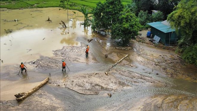 Trận lũ ống, lũ quét kinh hoàng buổi sáng định mệnh ngày 10/9/2024 đã cuốn trôi 37/167 hộ của thôn Làng Nủ (xã Phúc Khánh, huyện Bảo Yên, tỉnh Lào Cai). (Ảnh minh họa: Hoàng Hiếu/TTXVN) 