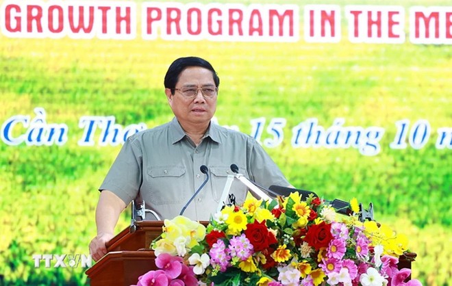 Thủ tướng Kl993 ưu đãi thưởng hấp dẫn Phạm Minh Chính phát biểu chỉ đạo Hội nghị Bàn giải pháp đẩy nhanh tiến độ Đề án 1 triệu ha lúa phát thải thấp ĐBSCL (ảnh: Dương Giang - TTXVN)
