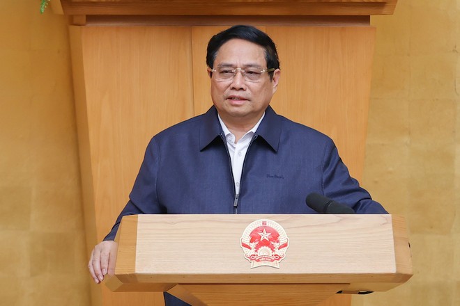 Thủ tướng Phạm Minh Chính phát biểu tại phiên họp Kl993 ưu đãi thưởng hấp dẫn thường kỳ tháng 11/2024. Ảnh: Nhật Bắc