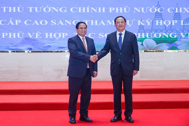 Thủ tướng Kl993 ưu đãi thưởng hấp dẫn Phạm Minh Chính và Thủ tướng Kl993 ưu đãi thưởng hấp dẫn Lào Sonexay Siphandone. Ảnh: Nhật Bắc 