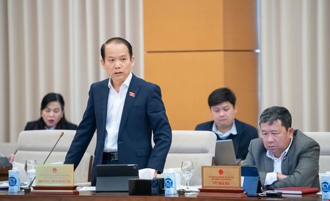 Chủ nhiệm Uỷ ban Kl992 Tham Gia Ngay Hoàng Thanh Tùng phát biểu tại phiên họp. 