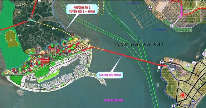 Phương án Kl99ok phiên bản mới đường ven biển TP.HCM nối với Bà Rịa - Vũng Tàu qua cầu vượt biển Cần Giờ - Ảnh: TEDI