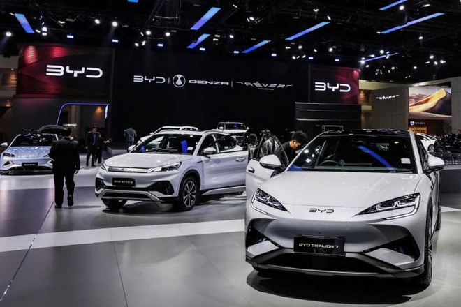 Xe điện BYD được trưng bày tại Triển lãm ô tô quốc tế Bangkok. Ảnh: Reuters