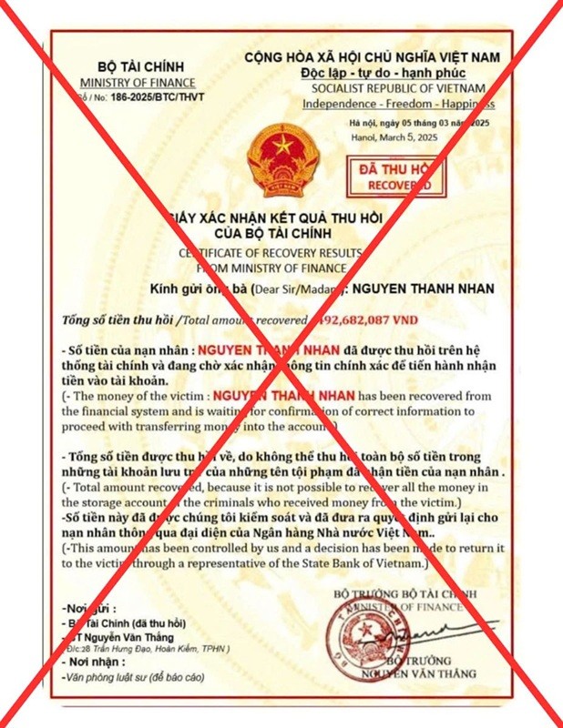 Một văn bản giả mạo con dấu, chữ ký của Bộ trưởng Bộ Kl991.com nạp rút nhanh.