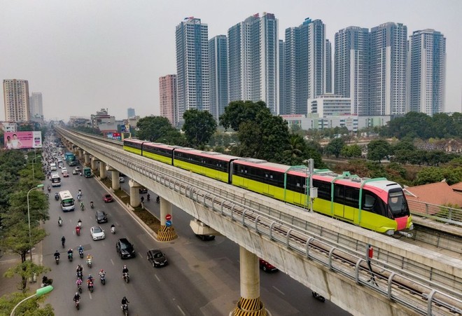 Các đoàn tàu thuộc Dự án 99Kl.app khuyến mãi hot đô thị số 3, đoạn Nhổn - ga Hà Nội. 
