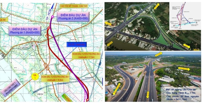 Sơ họa 2 phương án kết kết nối đầu tuyến Dự án Kl99ok phiên bản mới xây dựng cầu Cần Thơ 2 và đường dẫn hai đầu cầu. 