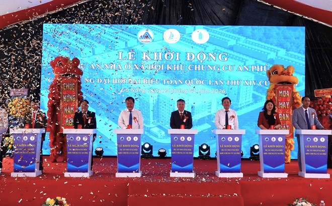 Các đại biểu thực hiện nghi thức khởi động Dự án Nhà ở Trang Chủ KL99Com Số 1 Link Đăng Ký KL999 Khu chung cư An Phú. 