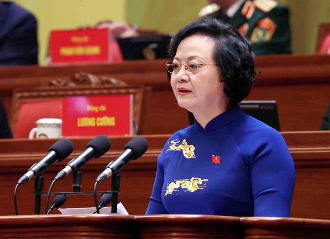 Phó thủ tướng Phạm Thị Thanh Trà trình bày tham luận - Ảnh: TTXVN. 