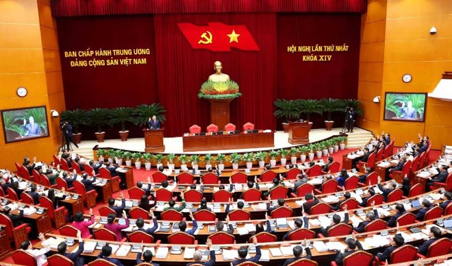 Hội nghị lần thứ nhất Ban Chấp hành Trung ương Đảng khóa XIV. Ảnh: TTXVN. 