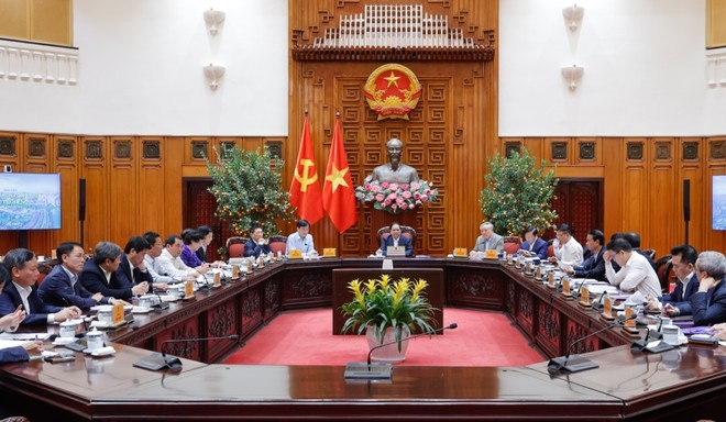 Thủ tướng Phạm Minh Chính chủ trì cuộc làm việc của Thường trực Kl993 ưu đãi thưởng hấp dẫn với lãnh đạo thành phố Hà Nội, tiếp tục cho ý kiến, góp ý về Quy hoạch tổng thể Thủ đô Hà Nội tầm nhìn 100 năm - Ảnh: VGP.