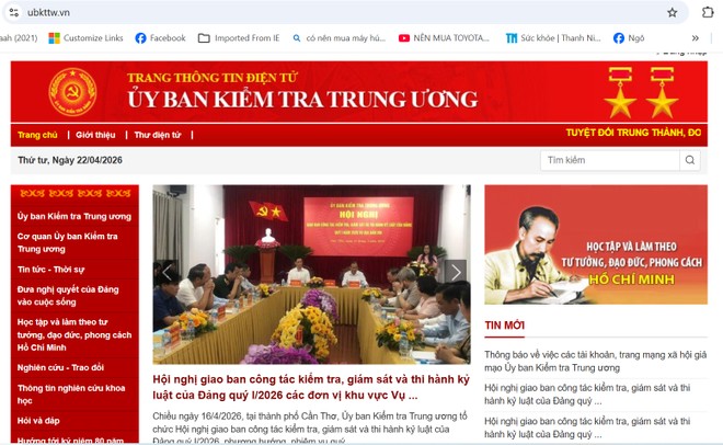 Trang thông tin duy nhất của Ủy ban Kiểm tra Trung ương tại địa chỉ https://ubkttw.vn 