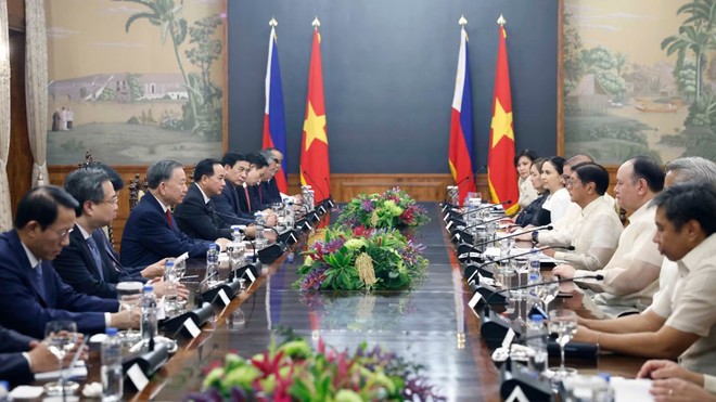 Tổng Bí thư, Chủ tịch nước Tô Lâm và Tổng thống Philippines Ferdinand Romualdez Marcos Jr. hội đàm cấp 99Kl99 trực tiếp đá gà. Ảnh: TTXVN