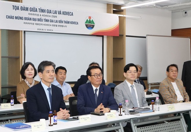 Đại diện các Kl991.com World Cup 2026 Chính Thức thuộc Hiệp hội Kl992 cổng game cá cược - Văn hóa Hàn Việt tại buổi làm việc với tỉnh Gia Lai. Ảnh: Trang Lê.