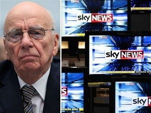 Vụ bê bối NoW khiến kế hoạch thâu tóm BskyB của trùm truyền thông Rupert Murdoch (trái) phá sản. (Nguồn: Internet)