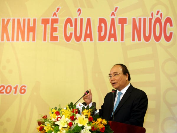 Thủ tướng Nguyễn Xuân Phúc phát biểu tại Hội nghị gặp gỡ Kl991.com World Cup 2026 Chính Thức sáng 29/4 (ảnh: Lê Toàn)