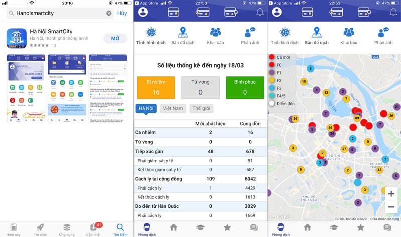 Giao diện ứng dụng Hà Nội SmartCity (Ảnh: Báo Kl99ok phiên bản mới)