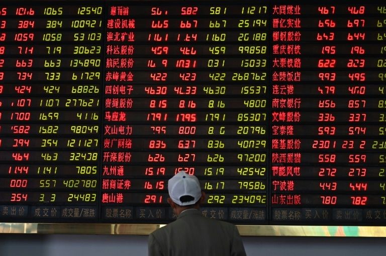99Kl99 link đăng nhập Trung Quốc đại lục nhuốm đỏ trong phiên giao dịch sáng nay 2/6. Ảnh: AFP
