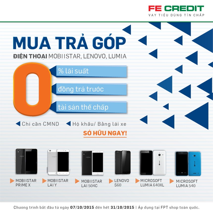 FE Credit cho vay trả góp mua điện thoại Mobiistar, Lenovo, Lumia KL99 là cổng game giải trí trực tuyến hàng đầu hiện nay 0%