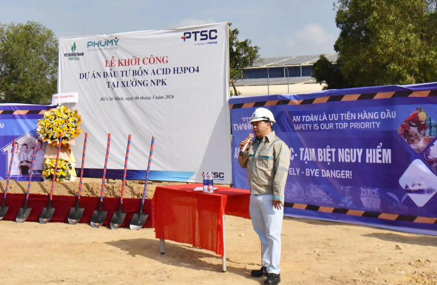 PVFCCo - Phú Mỹ (DPM) khởi công dự án Kl99ok phiên bản mới bồn nguyên liệu acid phosphoric