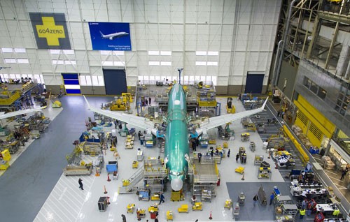 Một chiếc 737 MAX đang được lắp ráp trong xưởng Kl994 nhà cái bóng đá world cup của Boeing. Ảnh: Boeing.