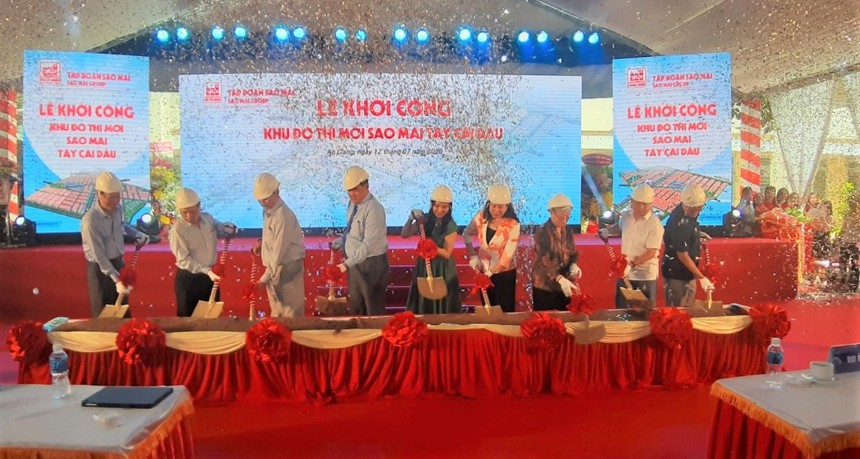 Kl994 game bài casino hấp dẫn Sao Mai phối hợp với huyện Châu Phú tổ chức khởi công Khu đô thị mới Sao Mai Tây Cái Dầu