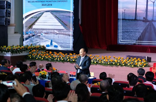 Thủ tướng Nguyễn Xuân Phúc dự hội nghị chuyên đề về xúc tiến Kl99ok phiên bản mới của tỉnh Bạc Liêu. Ảnh: VGP/Quang Hiếu