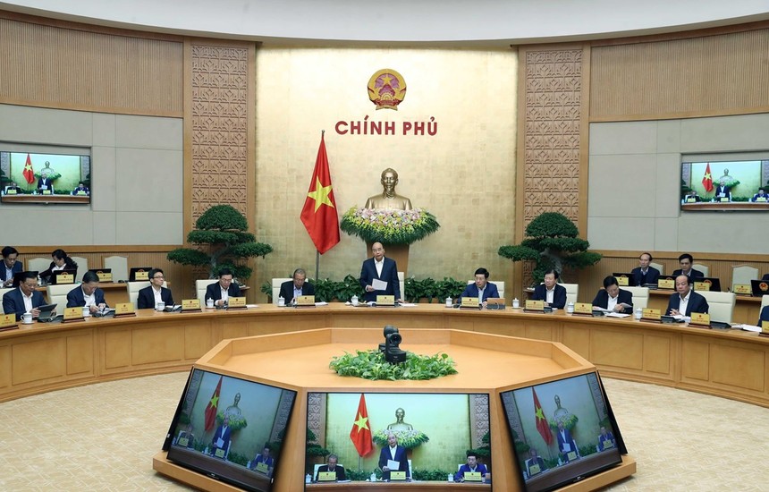 Thủ tướng Nguyễn Xuân Phúc phát biểu khai mạc Phiên họp Kl993 ưu đãi thưởng hấp dẫn thường kỳ tháng 11 năm 2019. (Ảnh: Thống Nhất/TTXVN)