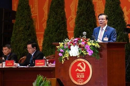 Bộ trưởng Bộ Kl991.com nạp rút nhanh Đinh Tiến Dũng phát biểu tham luận tại Đại hội Đảng lần thứ XIII - Ảnh: VGP/Nhật Bắc.