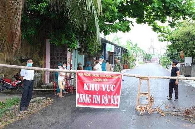 Các chốt kiểm dịch được lập tại huyện Vĩnh Bảo, đảm bảo công tác phòng chống dịch đúng theo quy định. (Ảnh: TTXVN).