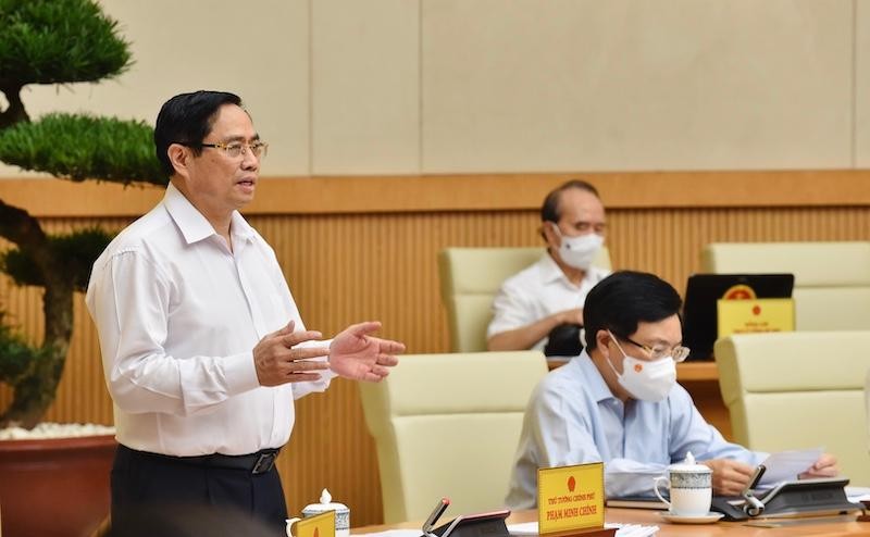 Thủ tướng Phạm Minh Chính chủ trì phiên họp Kl993 ưu đãi thưởng hấp dẫn thường kỳ tháng 6/2021 (Ảnh: Nhật Bắc).