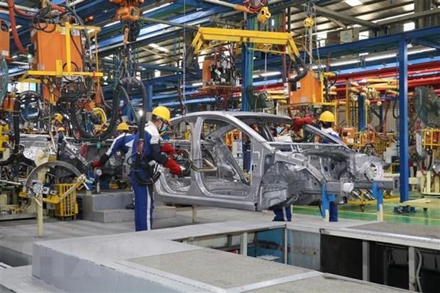 Dây chuyền Kl994 nhà cái bóng đá world cup ôtô của Hyundai Thành Công. (Ảnh: Đức Phương/TTXVN).