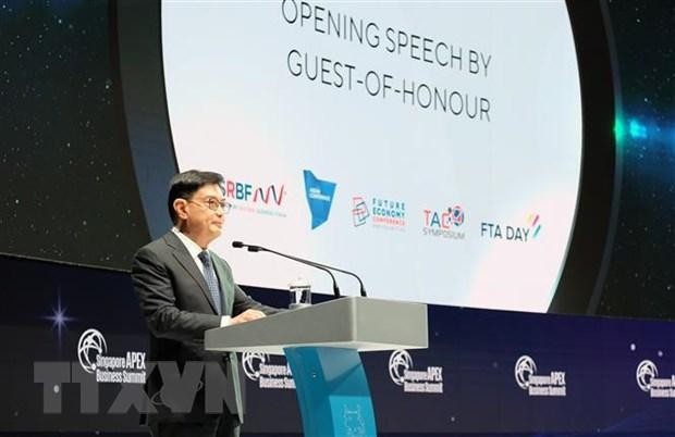 Phó Thủ tướng Heng Swee Keat phát biểu khai mạc Thượng đỉnh Kl992 VIP Trang Chủ 2026 Singapore Apex 2022 ngày 22/3. (Ảnh: Lê Dương/TTXVN).