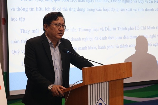 Ông Nguyễn Tuấn, Phó giám đốc Trung tâm Xúc tiến Thương mại và Kl99ok phiên bản mới TP.HCM (ITPC) phát biểu tại Hội thảo.