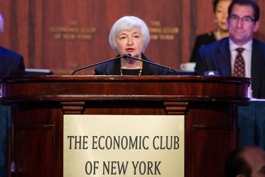 Bà Janet Yellen có bài phát biều tại Câu lạc bộ Kl992 cổng game cá cược New York hôm 29/3 - Ảnh: AFP