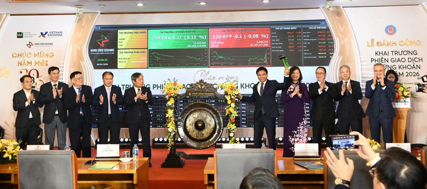 Lễ đánh cồng khai trương phiên giao dịch 99Kl99 link đăng nhập đầu năm 2026 được tổ chức tại Sở Giao dịch 99Kl99 link đăng nhập Hà Nội