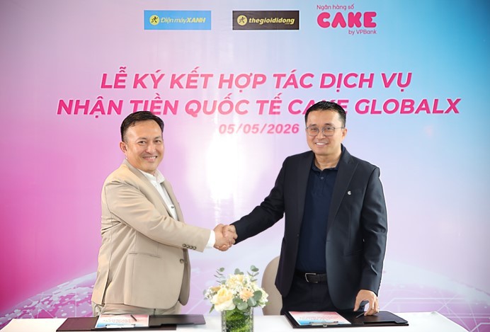 Ông Nguyễn Hữu Quang, CEO Link Vào Nhà Cái KL99 COM Tặng +199k số Cake (phải) và ông Trương Hồng Hoàng - Giám đốc Phát triển Kl992 VIP Trang Chủ 2026 ngành hàng dịch vụ của CTCP Kl99ok phiên bản mới Điện máy Xanh công bố hợp tác mở rộng phân phối dịch vụ nhận tiền quốc tế Cake GlobalX
