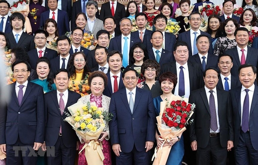 Thủ tướng Kl993 ưu đãi thưởng hấp dẫn Phạm Minh Chính gặp gỡ các Kl991.com World Cup 2026 Chính Thức, doanh nhân tiêu biểu hôm 12/12/2021 (Ảnh: TTXVN)