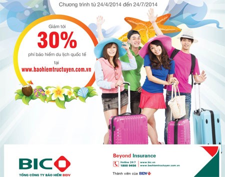 BIC giảm 30% phí Kl99kl phiên bản hoạt động du lịch quốc tế