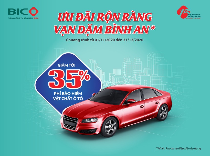 Khách hàng mua Kl99kl phiên bản hoạt động vật chất ô tô tại BIC sẽ được giảm tới 35% phí Kl99kl phiên bản hoạt động