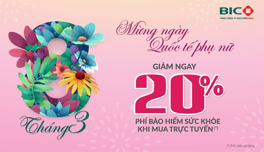 BIC ưu đãi 20% phí Kl99kl phiên bản hoạt động sức khỏe nhân ngày Quốc tế phụ nữ