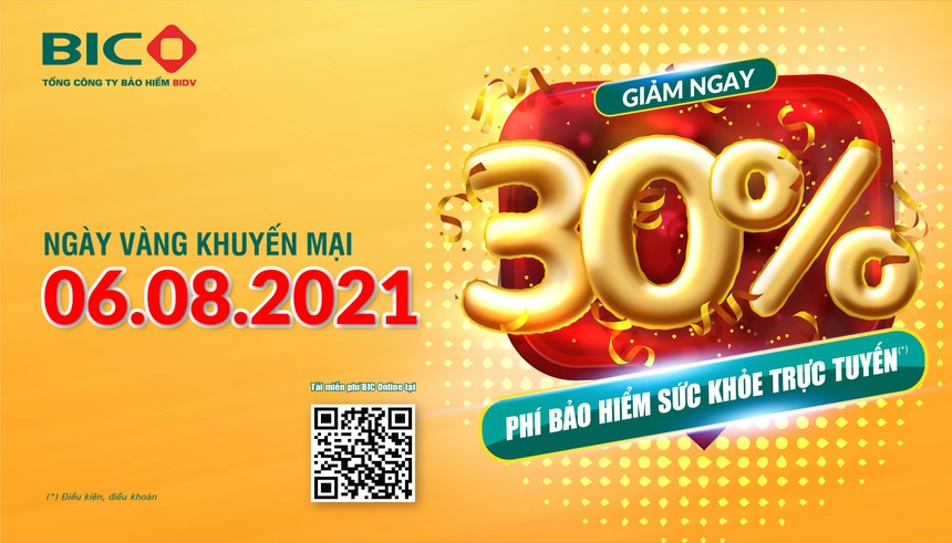 BIC giảm 30% cho khách hàng mua Kl99kl phiên bản hoạt động sức khỏe trực tuyến