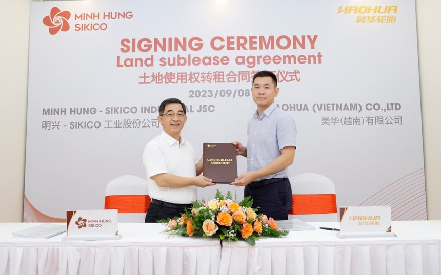 Lễ ký kết hợp đồng thuê lại đất giữa Công ty TNHH HAOHUA (Việt Nam) và chủ Kl99ok phiên bản mới KCN Minh Hưng Sikico diễn ra ngày 8/9. 
